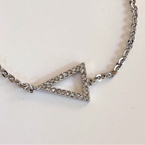 NWT Juicy Couture Pave Crystal Open Triangle Silver Tone Bracelet - Picture 3 of 15